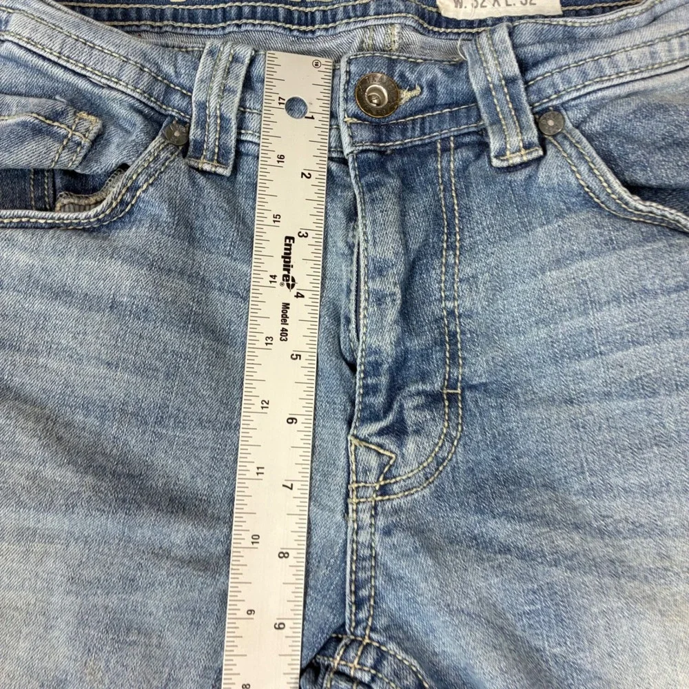 TK Axel‎ Mens Slim Bootcut Jeans Light Wash Blue Denim 32x32 Distressed Stained